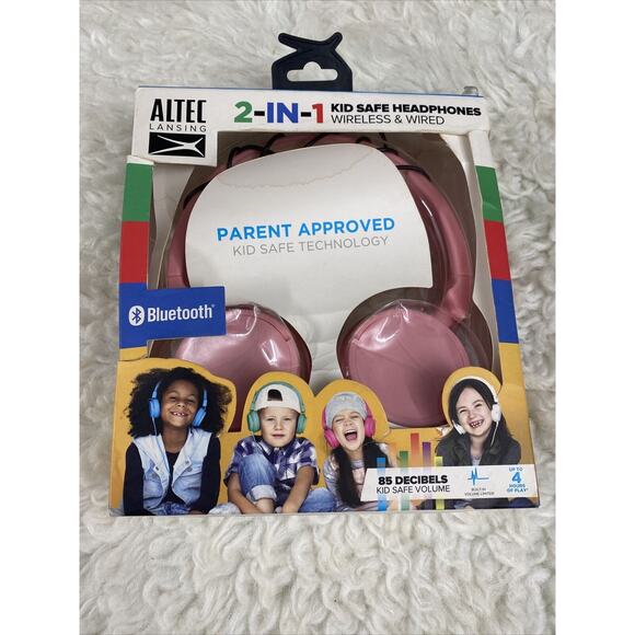 Altec Lansing WIRED wireless 2-in-1 Bluetooth Kid-Safe Headphones, Princess Pink - Picture 1 of 5